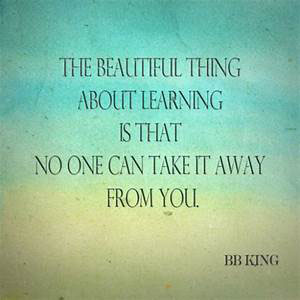 The Beautiful thing about Learning is that no one can take it away from you. - BB King.