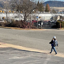 Staff walking outsite